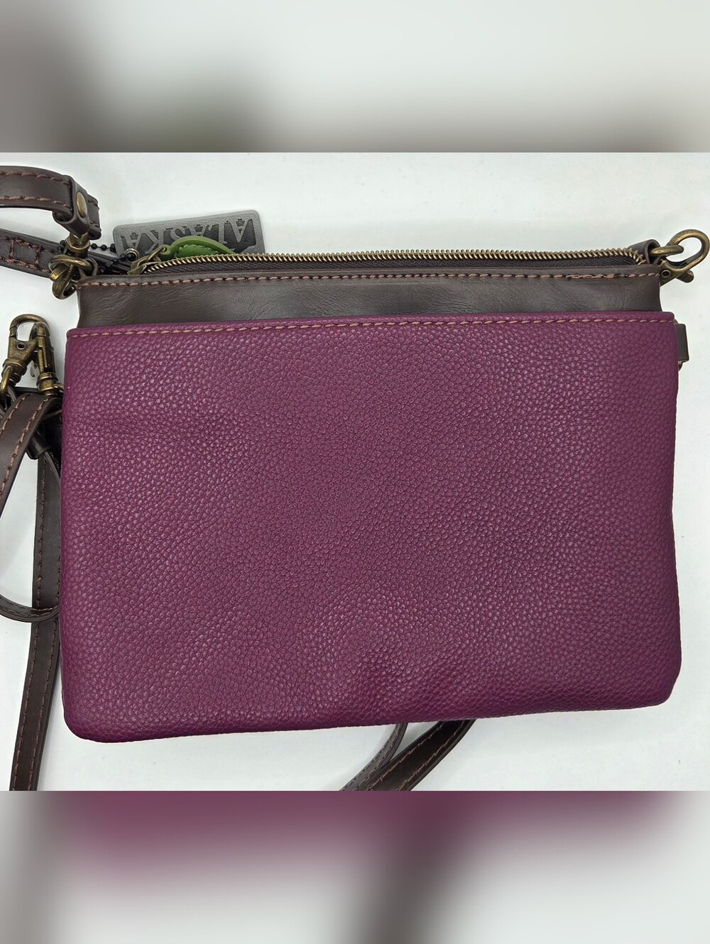 Chala Purple Floral Appliqué Crossbody with Blue & Green Accents - Picture 2 of 9
